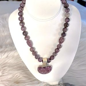 Jay King Mine Finds Purple Lepidolite Pendant Necklace